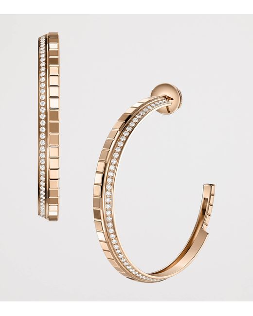 Chopard Metallic Small And Diamond Ice Cube Hoop Earrings