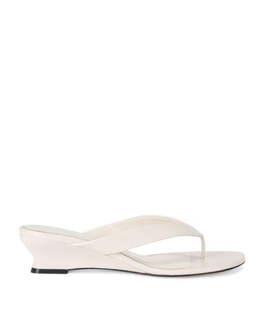 Le Monde Beryl White Leather Micro Wedge Sandals 40