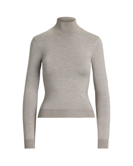 Ralph Lauren Gray Mulberry Silk-Blend Turtleneck Sweatshirt