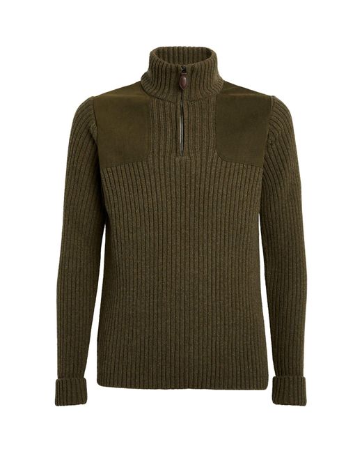 James Purdey & Sons Green Wool-suede Commando Sweater for men