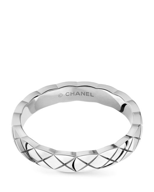 Chanel Metallic White Gold Coco Crush Ring