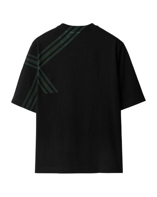 Burberry Black Check Sleeve Cotton T-shirt for men