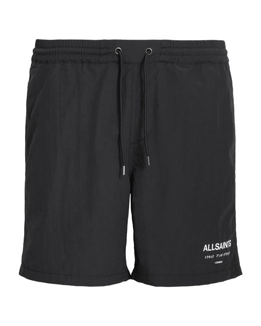 AllSaints Black Underground Swim Shorts for men