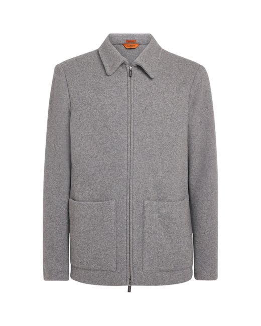 Barena Gray Wool-Blend Zip-Up Cardigan for men