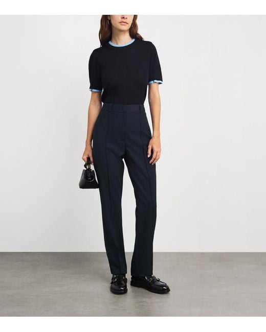 Claudie Pierlot Blue High-Rise Cigarette Trousers