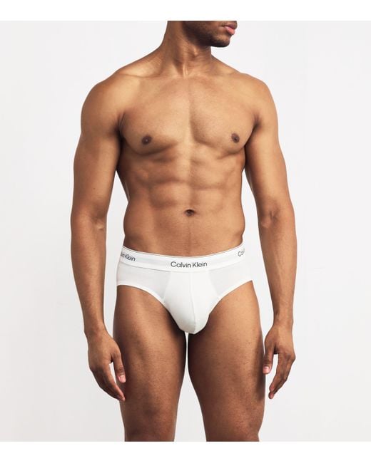 Calvin Klein White Cotton Stretch Icon Hip Briefs for men
