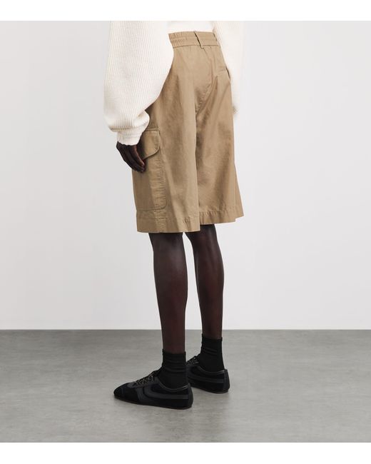 Moncler Natural Cotton Poplin Cargo Shorts for men