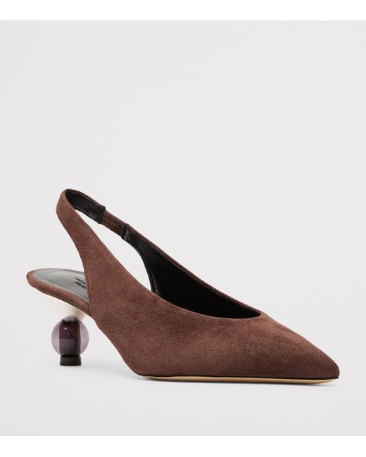 Weekend by Maxmara Brown Suede Bauble-Heel Slingback Pumps 55