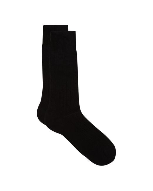 Pantherella Black Merino Wool Socks for men