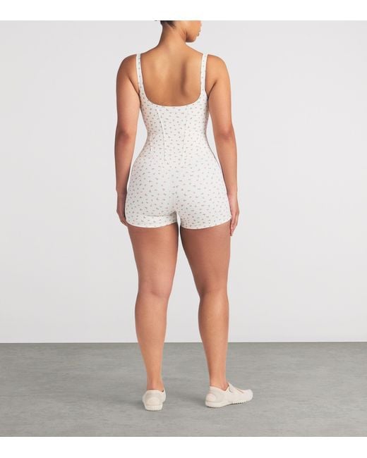 NikeSKIMS White Corset Short Bodysuit