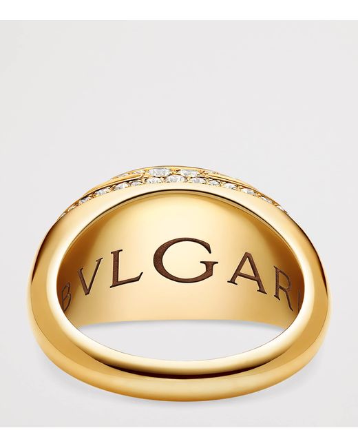 BVLGARI Metallic Diamond And Topaz Cabochon Ring