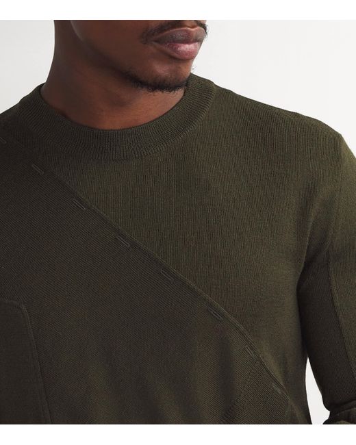 MM6 by Maison Martin Margiela Green Wool-Blend Patchwork Jumper for men