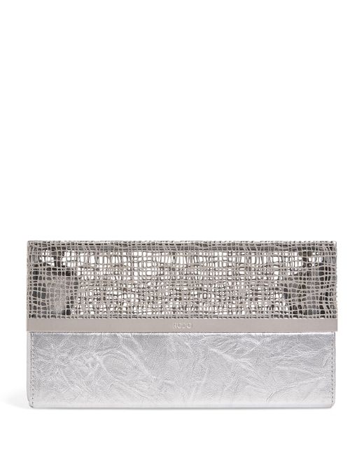 Rodo Gray Leather Caged Clutch Bag