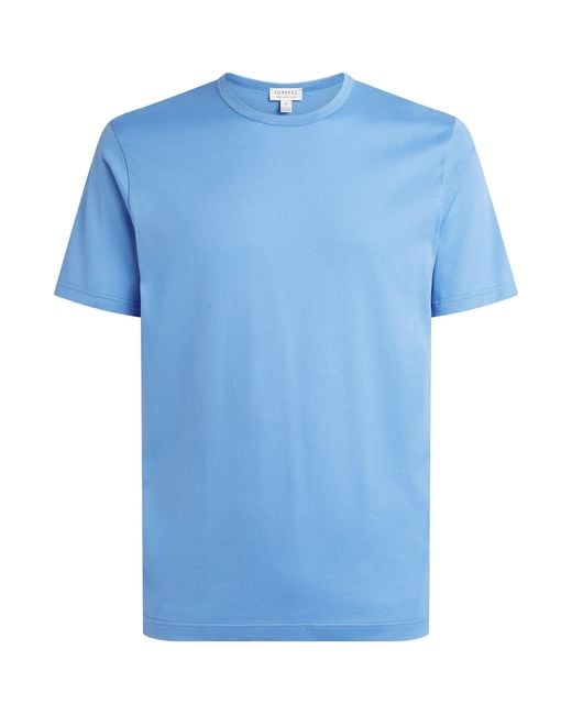 Sunspel Blue Supima Cotton Classic T-Shirt for men