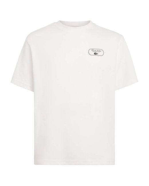 Lacoste White Ultra Dry Tennis Heritage Graphic T-Shirt for men