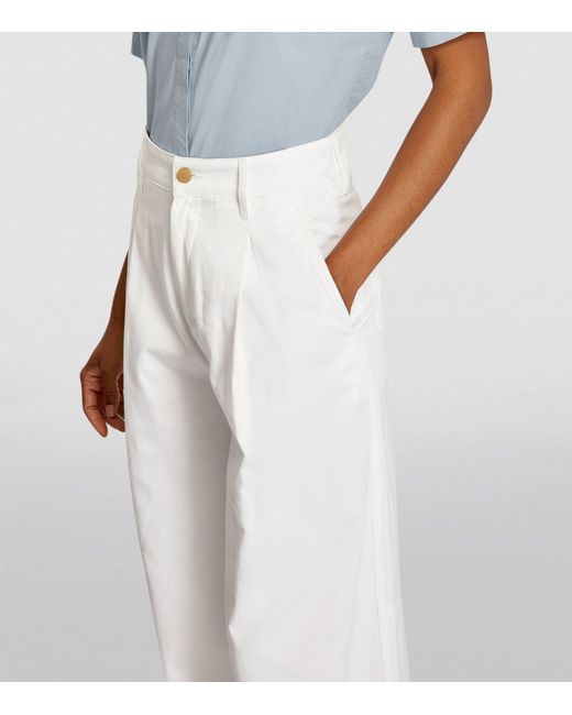 Max Mara White Cotton Wide-leg Trousers