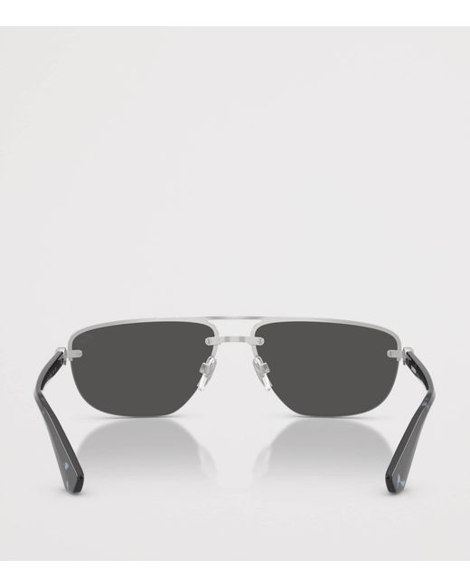 Burberry Gray Metal Irregular Sunglasses for men