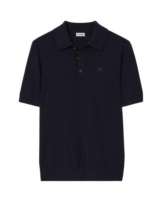 Burberry Blue Cashmere Polo Shirt for men