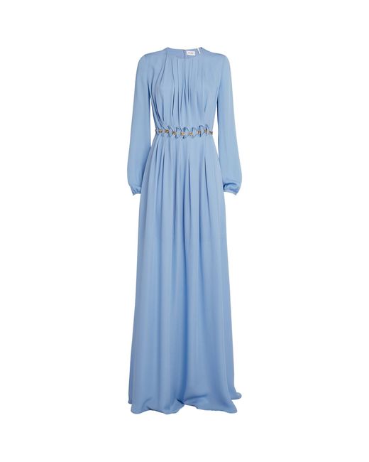 St. John Blue Silk Chain Gown
