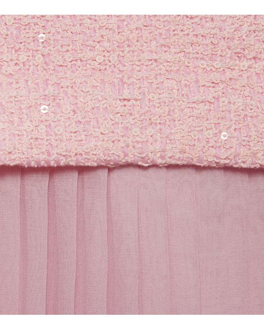 Gucci Pink Tweed Layered Midi Skirt