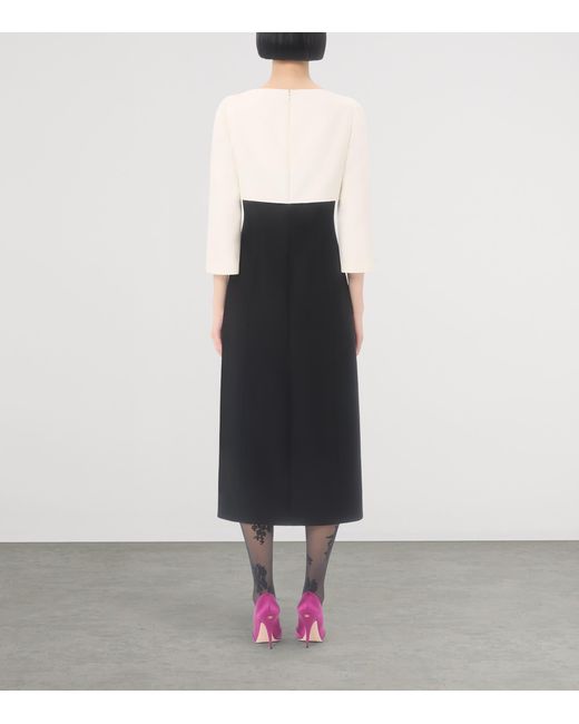 Valentino Black Wool-Silk Crepe Midi Dress