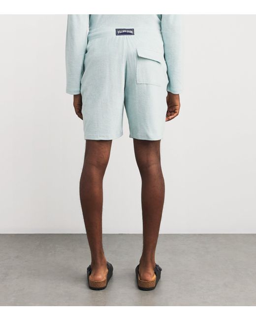 Vilebrequin Blue Cotton-Blend Terry Bolide Bermuda Shorts for men