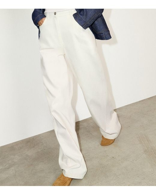 MAX&Co. White Wool-Blend Straight Leg Trousers