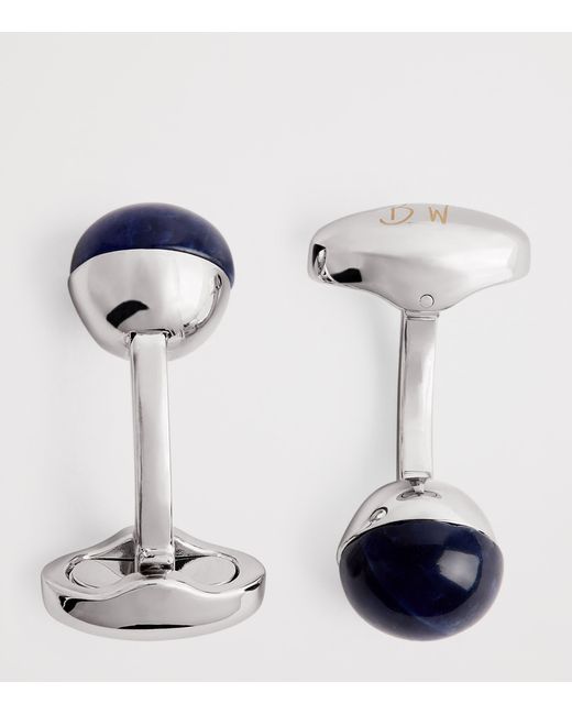 Babette Wasserman Blue Rhodium-Plated Sodalite Power Orb Cufflinks for men