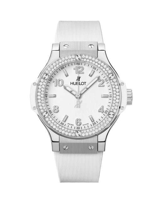 Hublot Metallic Stainless Steel And Diamond Big Bang Watch