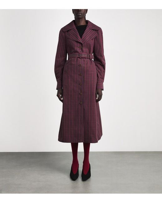 Vivienne Westwood Purple Cotton Tartan Liska Trench Coat