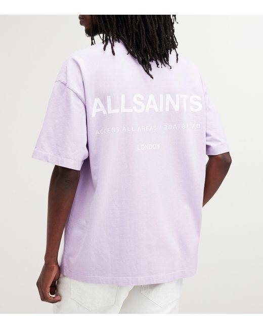 AllSaints Purple Organic Cotton Access Logo T-shirt for men