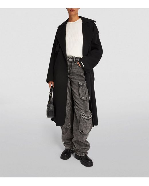 Sportmax Black Fiore Trench Coat