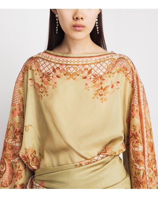 Zimmermann Metallic Silk Aster Tunic Midi Dress