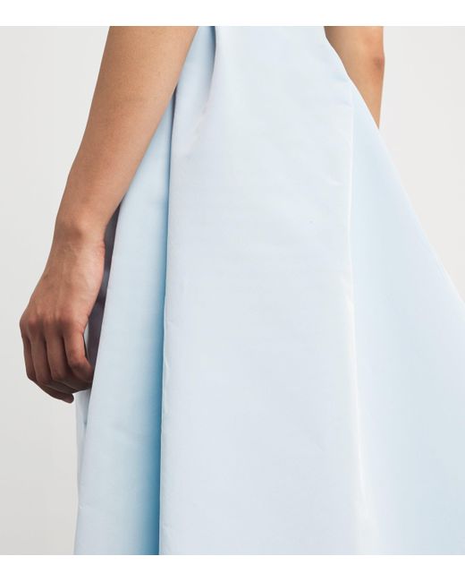 Monique Lhuillier Blue Draped Off-The-Shoulder Gown