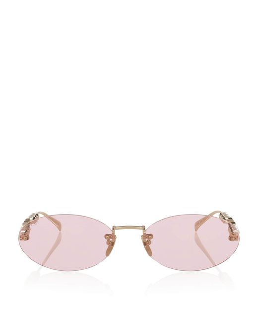 Gucci Pink Metal Round Sunglasses
