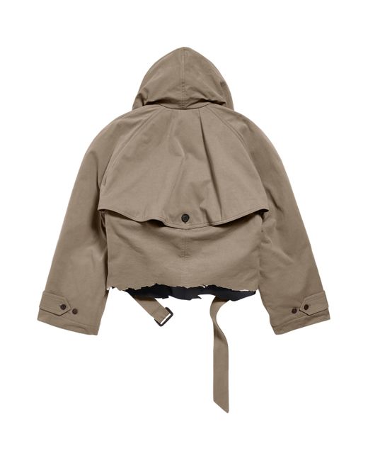 Balenciaga Brown Flipped Hooded Trench Coat