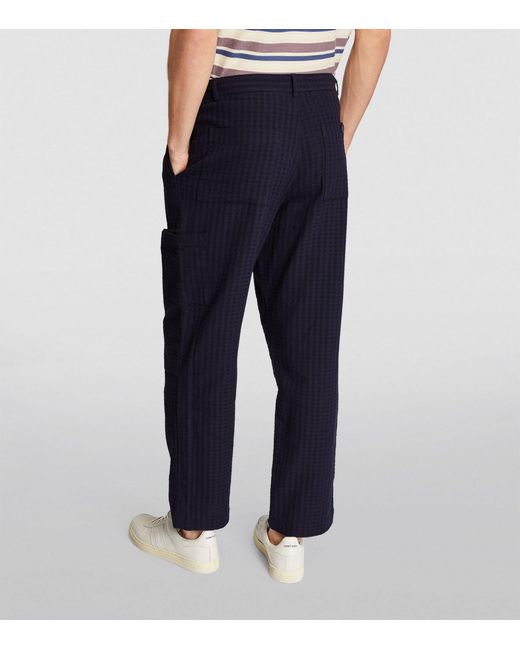 Oliver Spencer Blue Stretch-cotton Seersucker Trousers for men