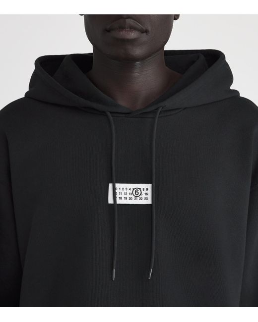 MM6 by Maison Martin Margiela Black Cotton Numeric Tab Hoodie for men