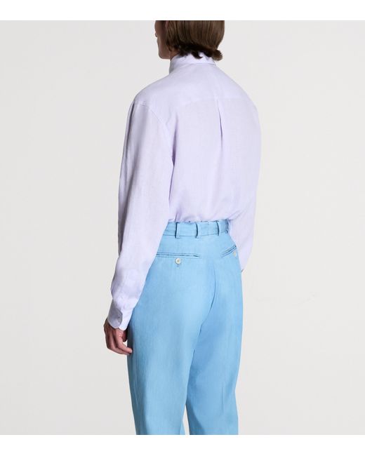 Dunhill Purple Linen Button-Up Shirt for men