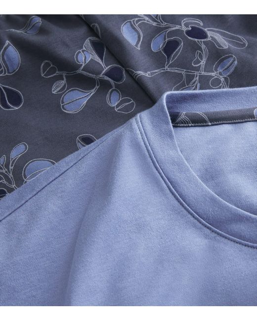 Hanro Blue Cotton Night & Day Vine Pyjama Set for men
