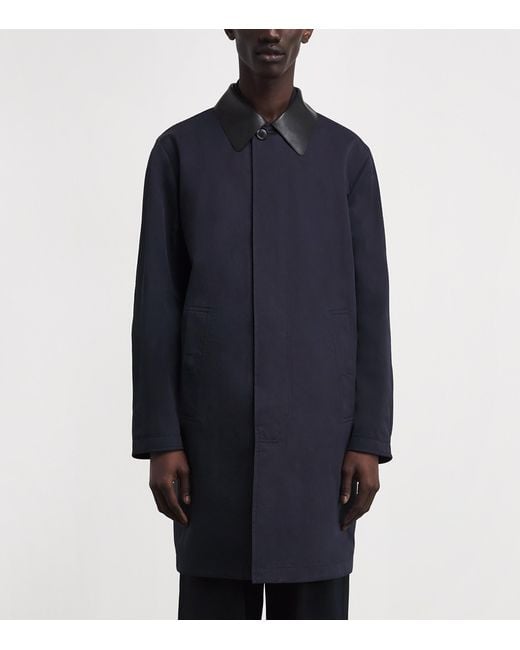 Brioni Blue Leather-Trim Reversible Jacket for men