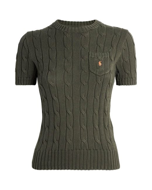 Polo Ralph Lauren Green Pima Cotton Cable-Knit Sweater
