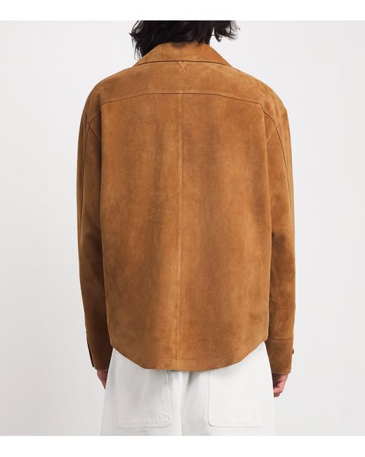 AMI Brown Suede Overshirt for men