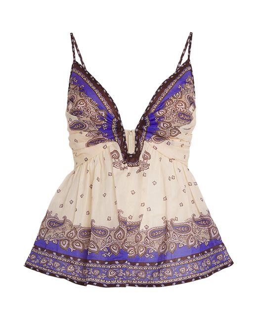 Zimmermann Purple Ramie Peplum Maxine Cami Top