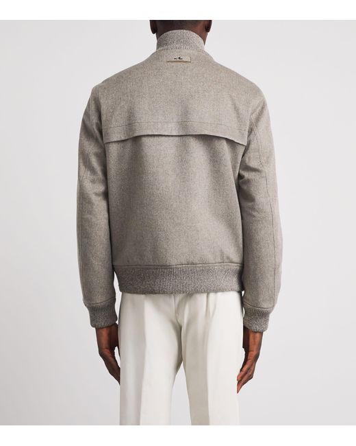 Paul & Shark Gray Cashmere Felt Bomber Jacket for men