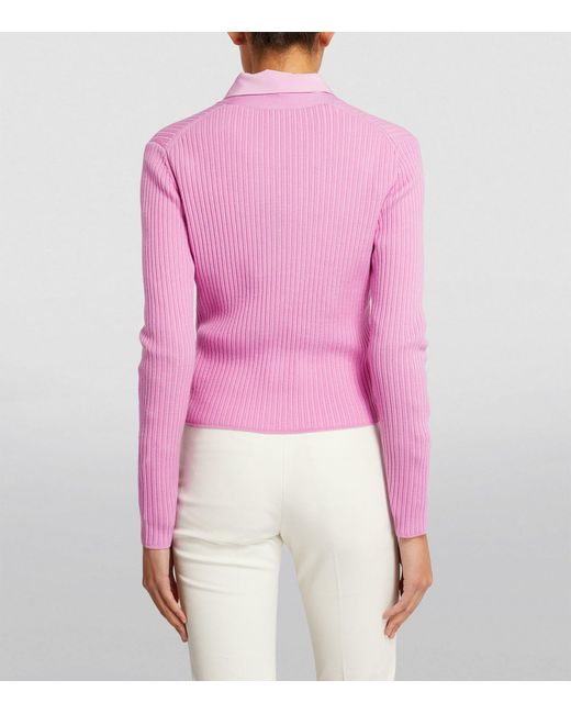Joseph Pink Merino Wool-blend Ribbed Cardigan
