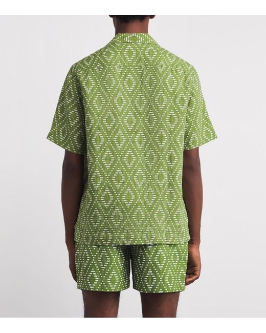 Frescobol Carioca Green Linen Raffia Roberto Shirt for men