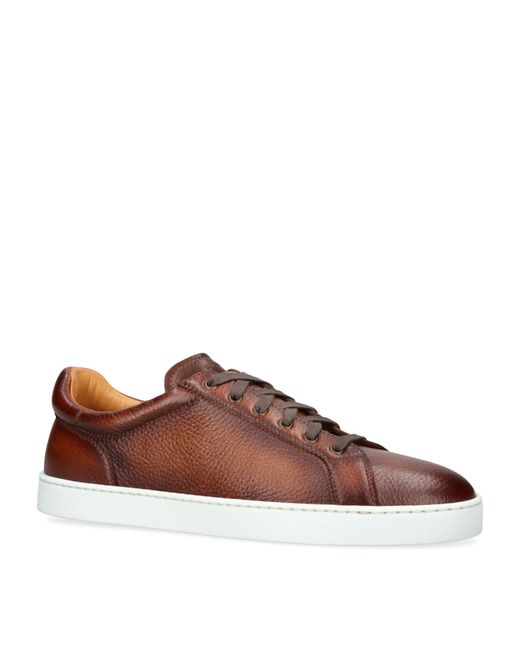 Magnanni Shoes Brown Leather Costa Lo Sneakers for men