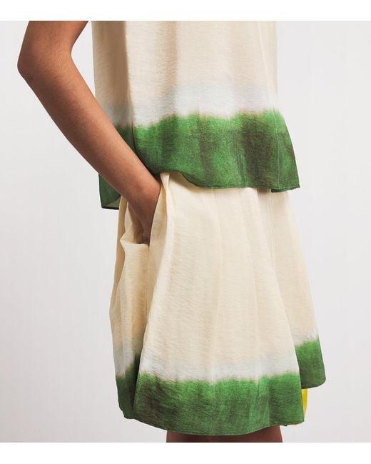 Vince Green Dip Dye Pleated Midi Skirt