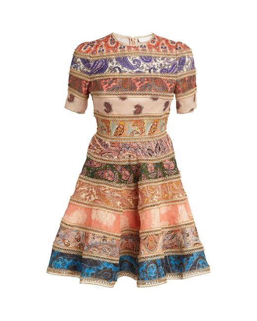 Zimmermann Brown Devi Spliced Mini Dress